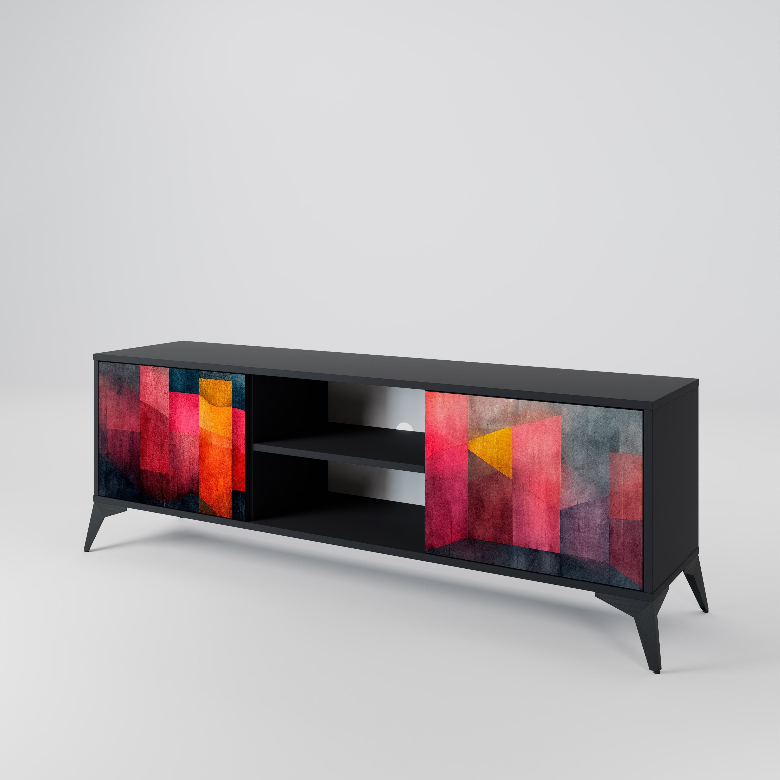 Mueble para TV de 2 puertas COLORFUL SOUNDS con acabado negro