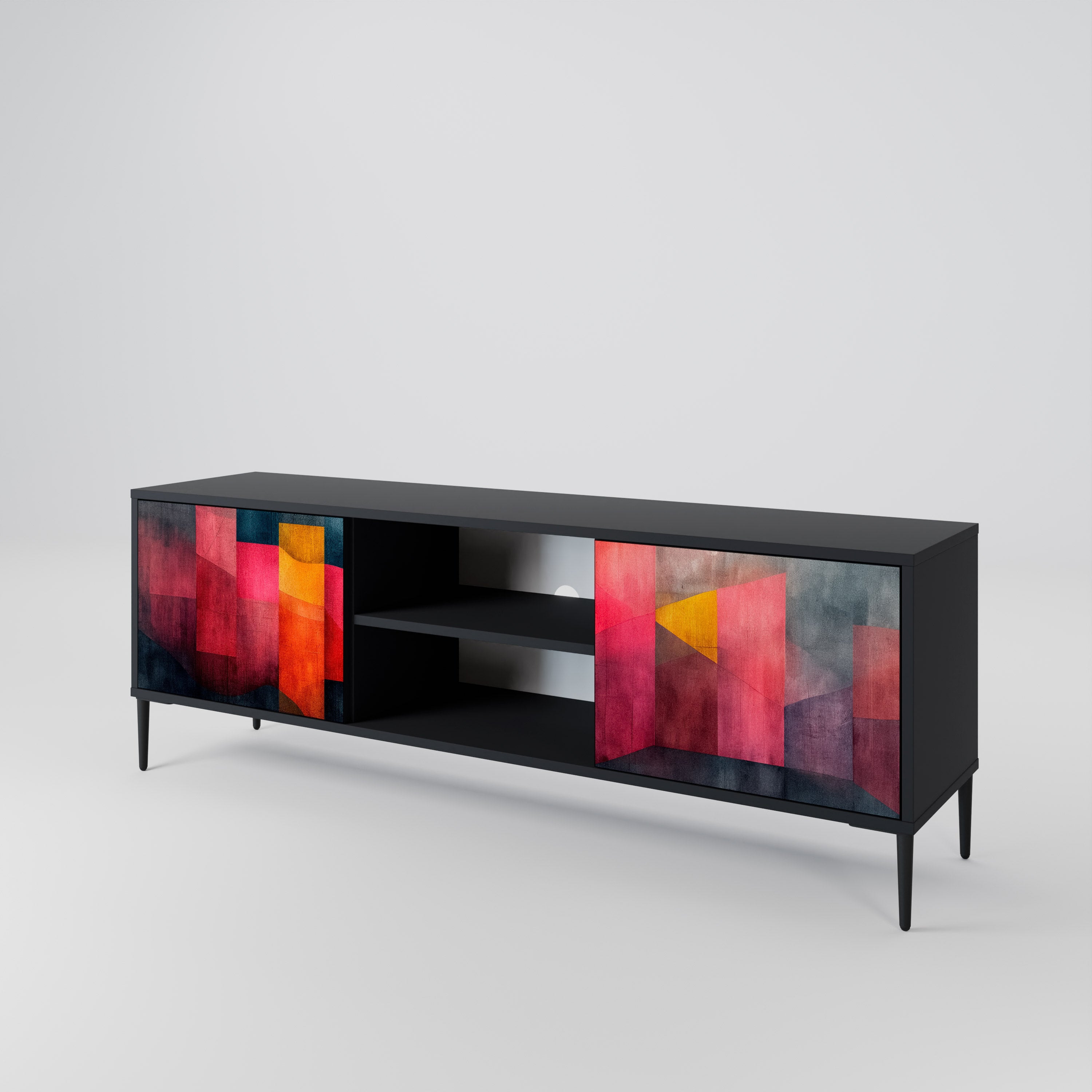 Mueble para TV de 2 puertas COLORFUL SOUNDS con acabado negro
