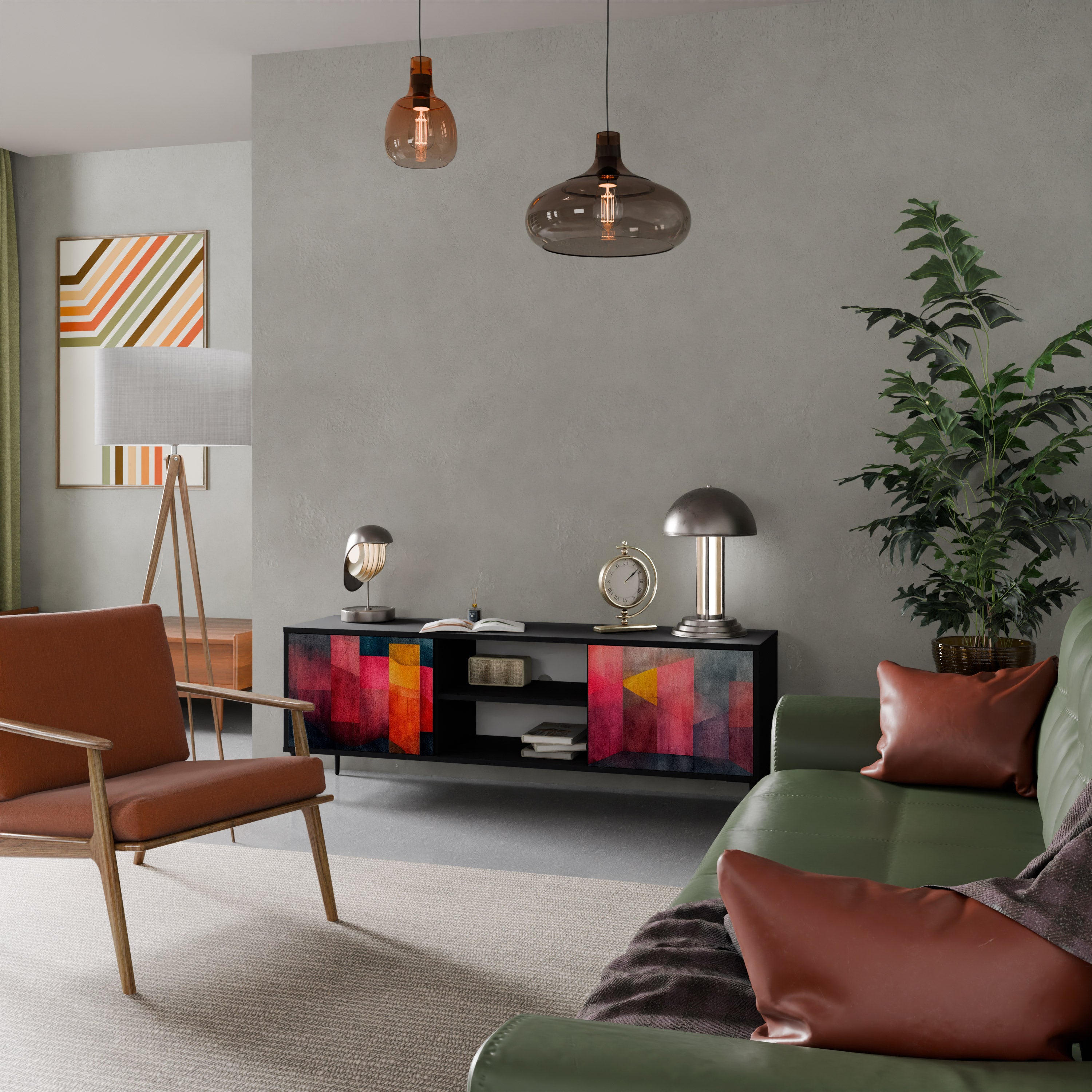 Mueble para TV de 2 puertas COLORFUL SOUNDS con acabado negro