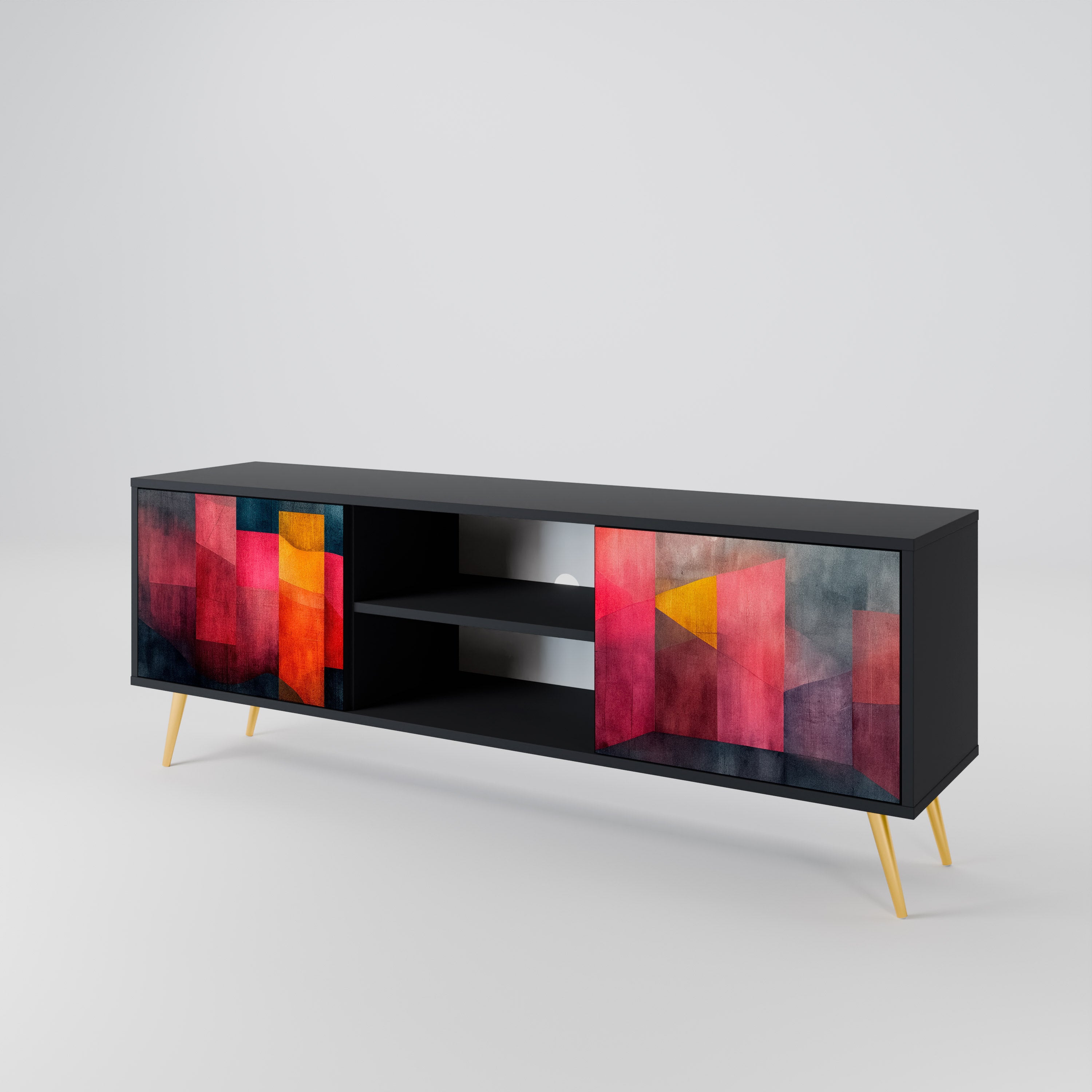 Mueble para TV de 2 puertas COLORFUL SOUNDS con acabado negro