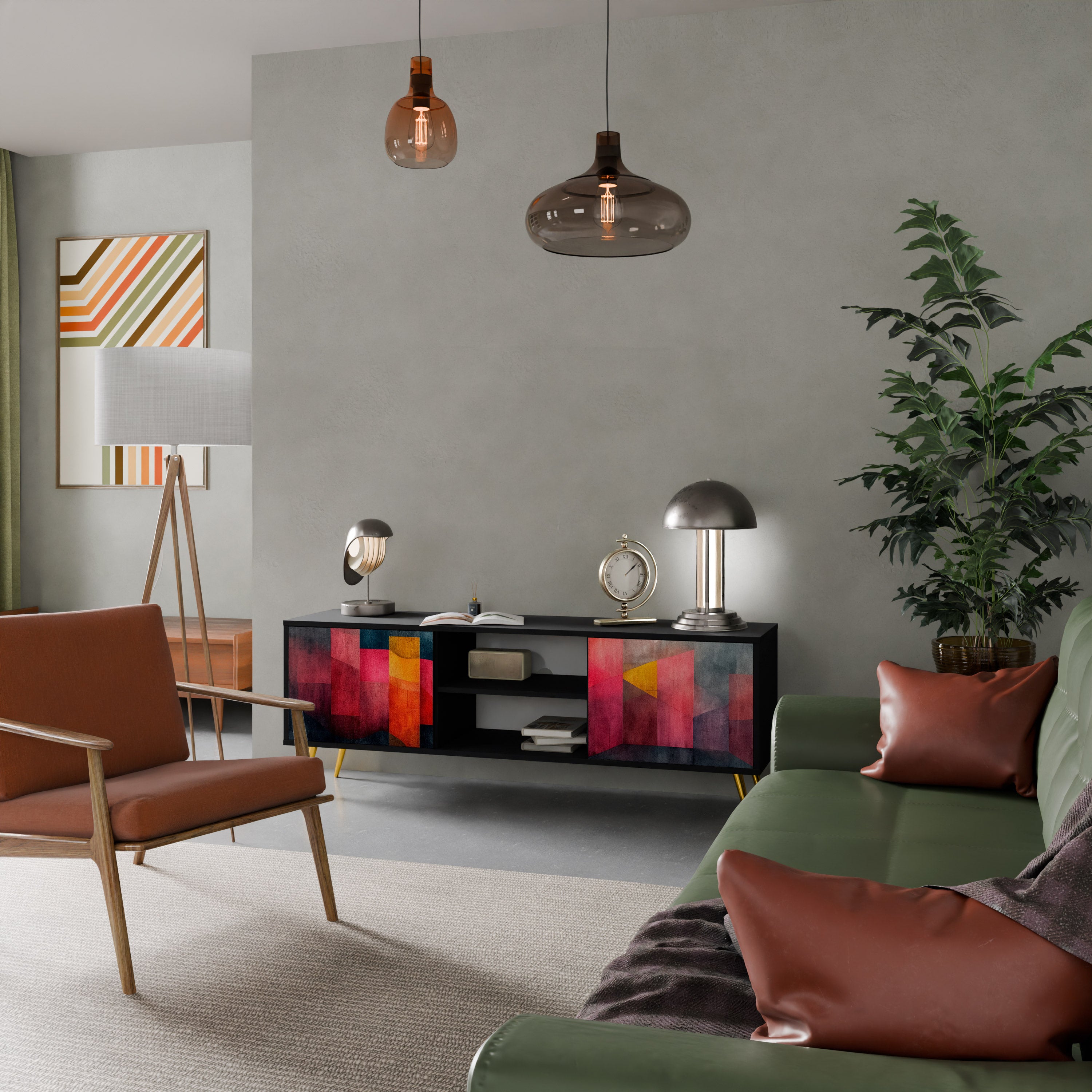 Mueble para TV de 2 puertas COLORFUL SOUNDS con acabado negro