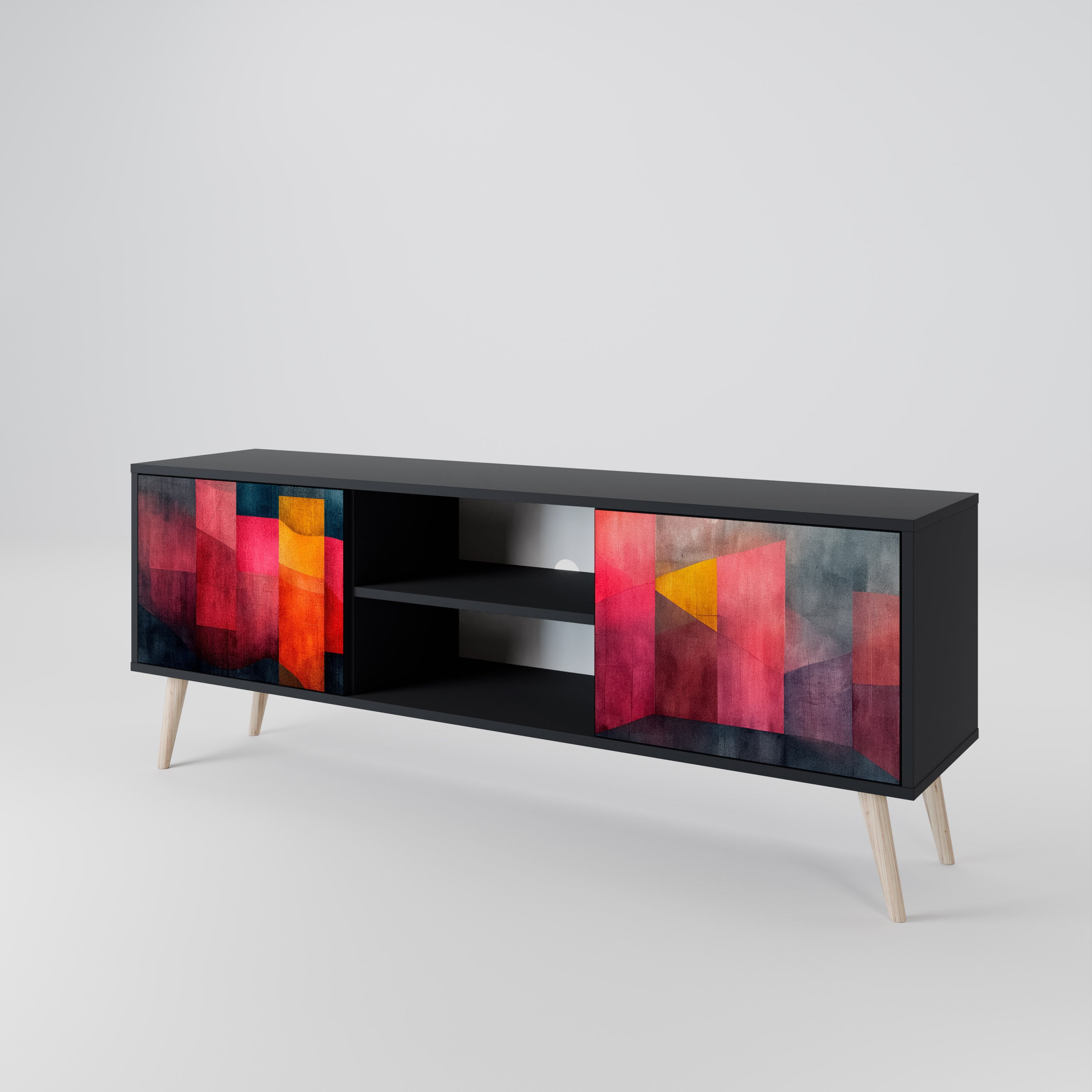 Mueble para TV de 2 puertas COLORFUL SOUNDS con acabado negro