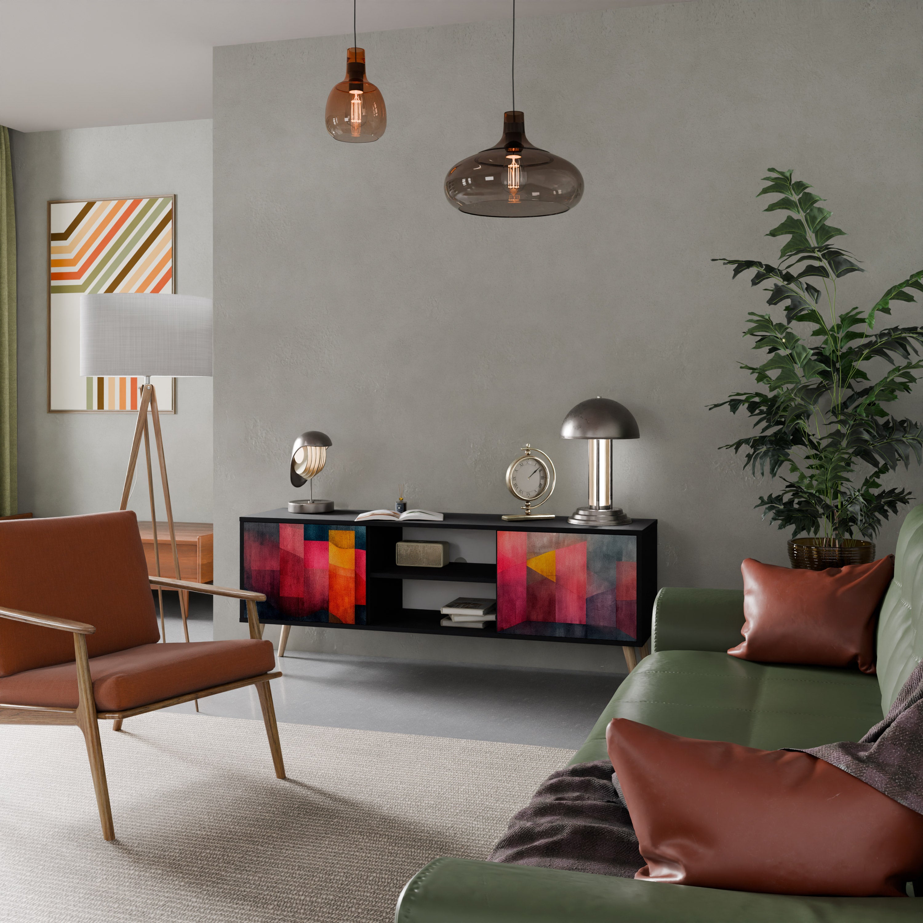Mueble para TV de 2 puertas COLORFUL SOUNDS con acabado negro