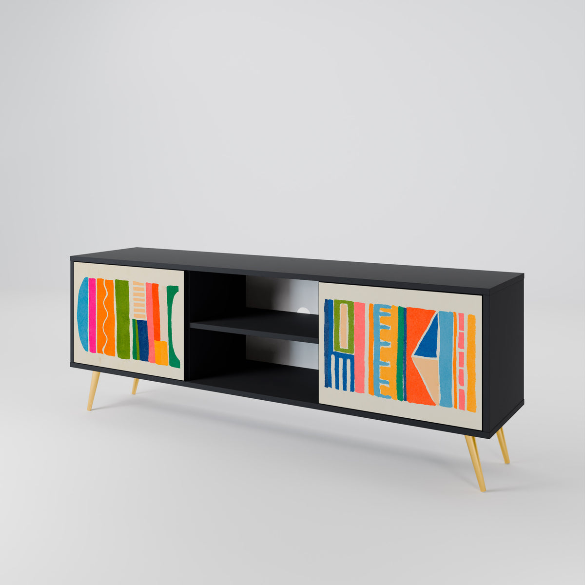 GEOMETRIC SHINE Mueble de TV de 2 Puertas