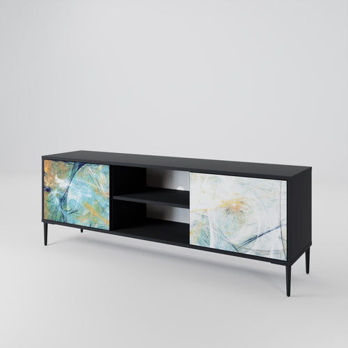 ABSTRACT THOUGHTS Mueble de TV de 2 Puertas en Acabado Negro