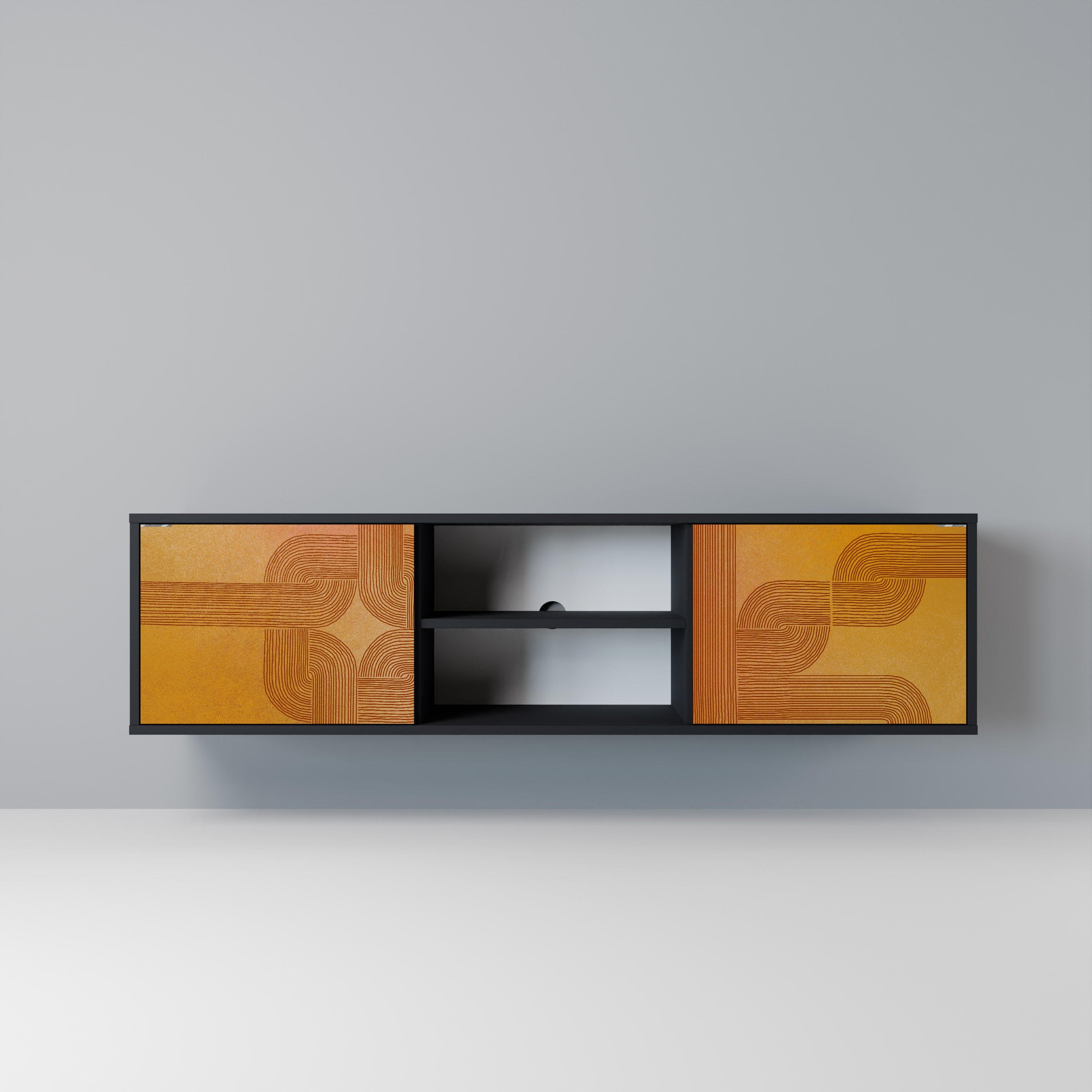 FORTALECIENDO LA RELACIÓN Mueble de TV de 2 puertas en acabado negro