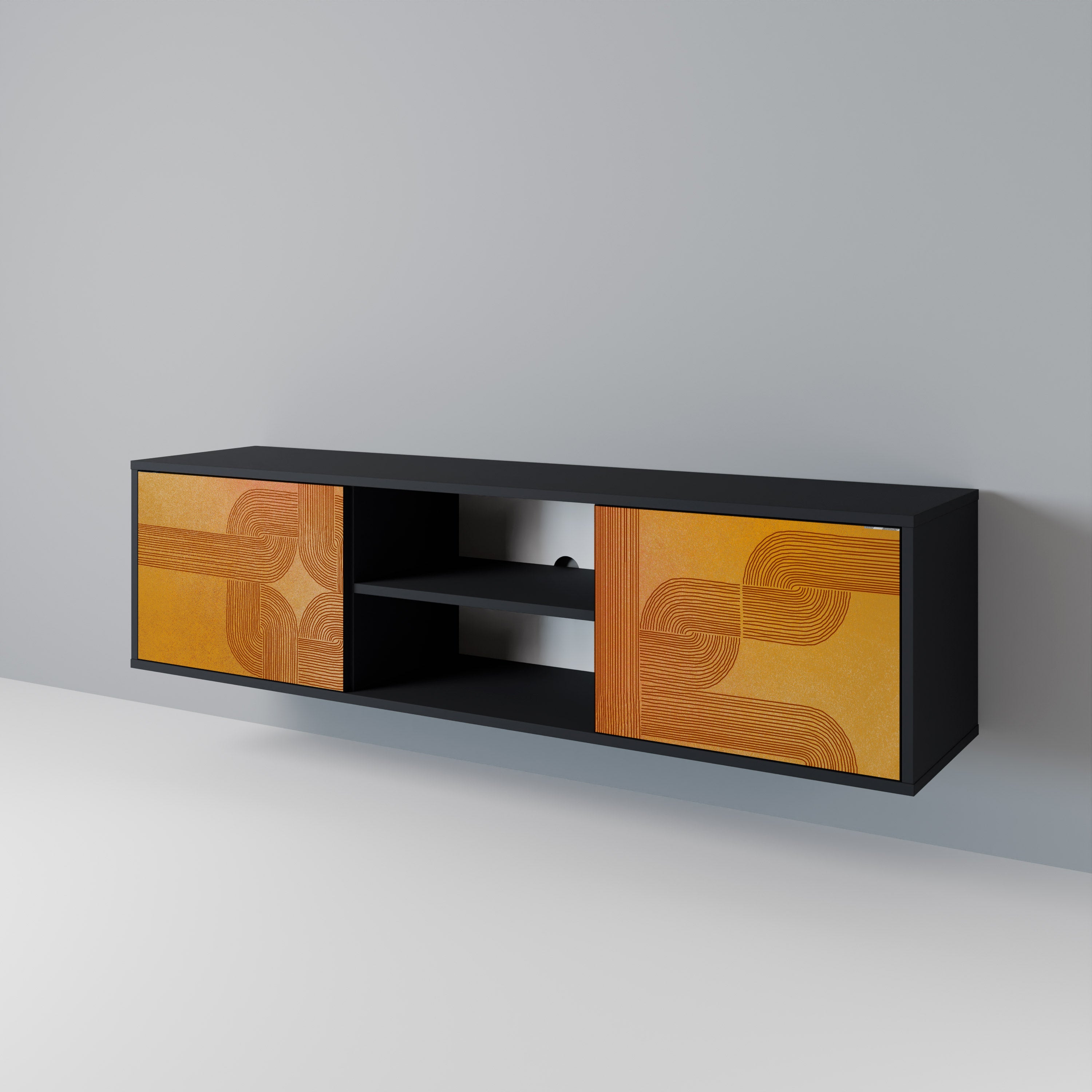 FORTALECIENDO LA RELACIÓN Mueble de TV de 2 puertas en acabado negro