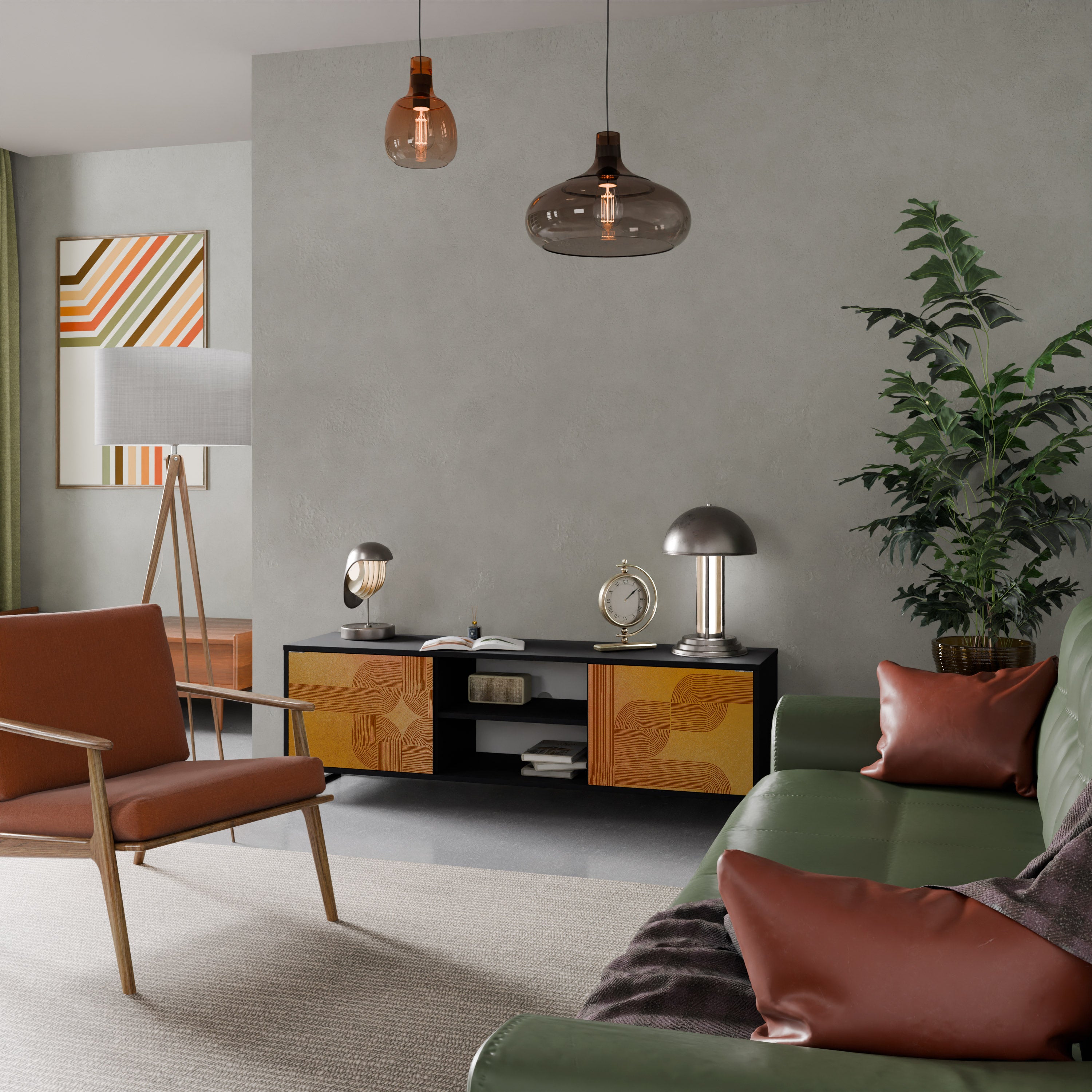 FORTALECIENDO LA RELACIÓN Mueble de TV de 2 puertas en acabado negro