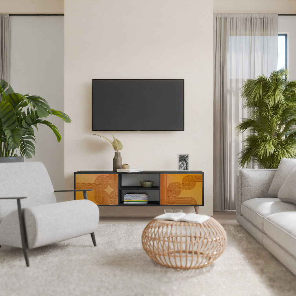 FORTALECIENDO LA RELACIÓN Mueble de TV de 2 puertas en acabado negro