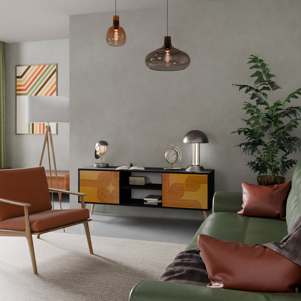 FORTALECIENDO LA RELACIÓN Mueble de TV de 2 puertas en acabado negro