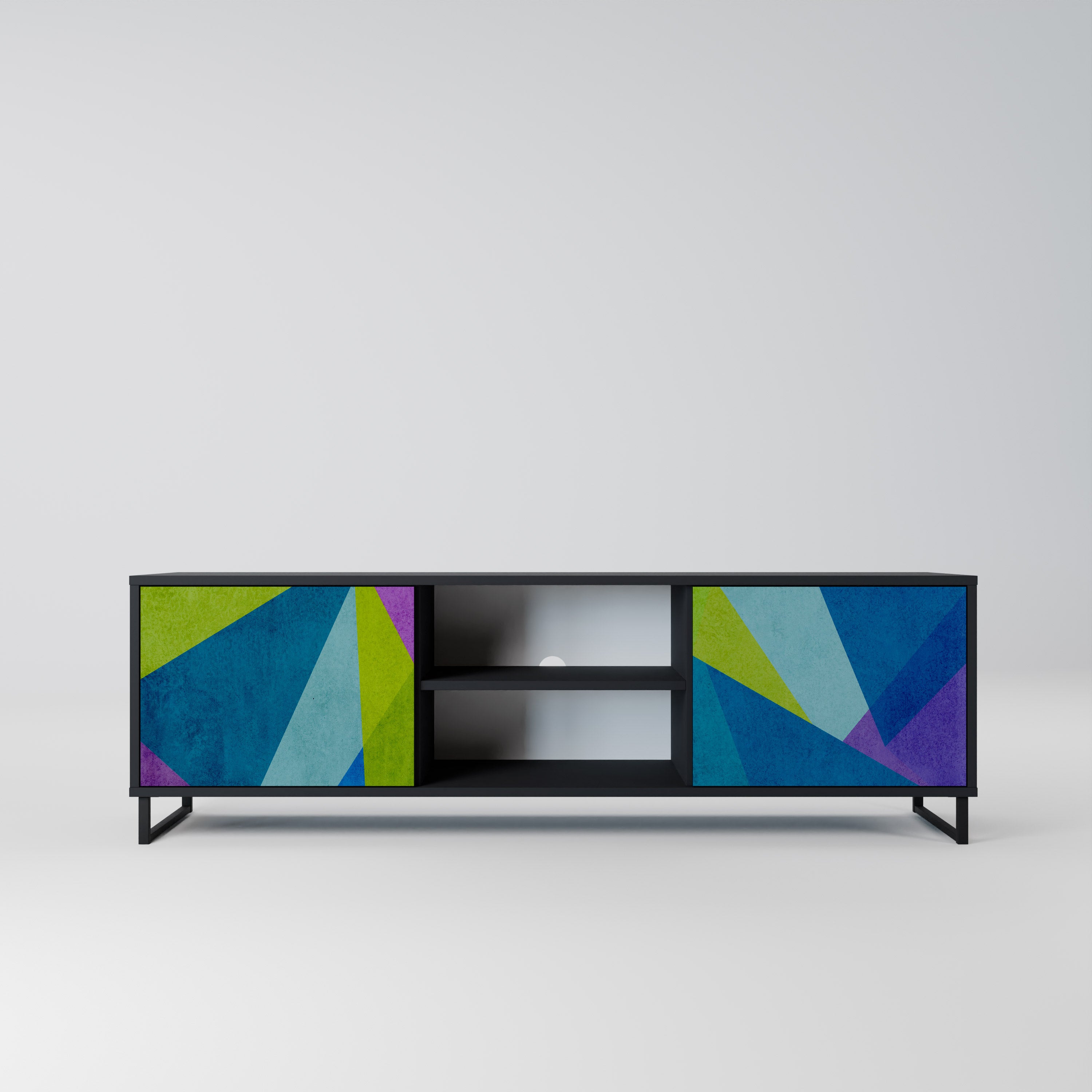 Mueble de TV COLD SHOWCASE de 2 puertas con acabado negro