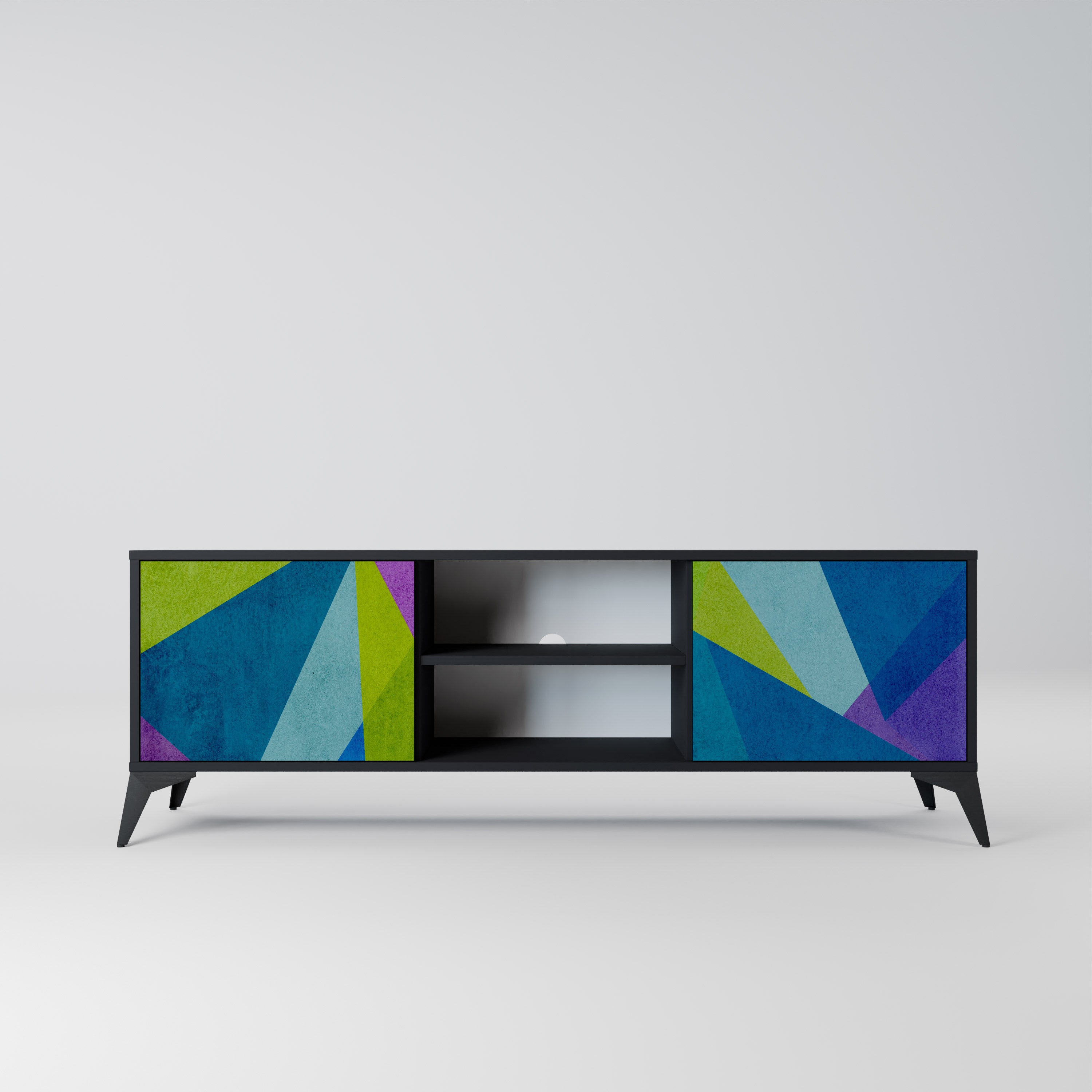 Mueble de TV COLD SHOWCASE de 2 puertas con acabado negro