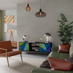 COLD SHOWCASE Mueble de TV de 2 Puertas en Acabado Negro