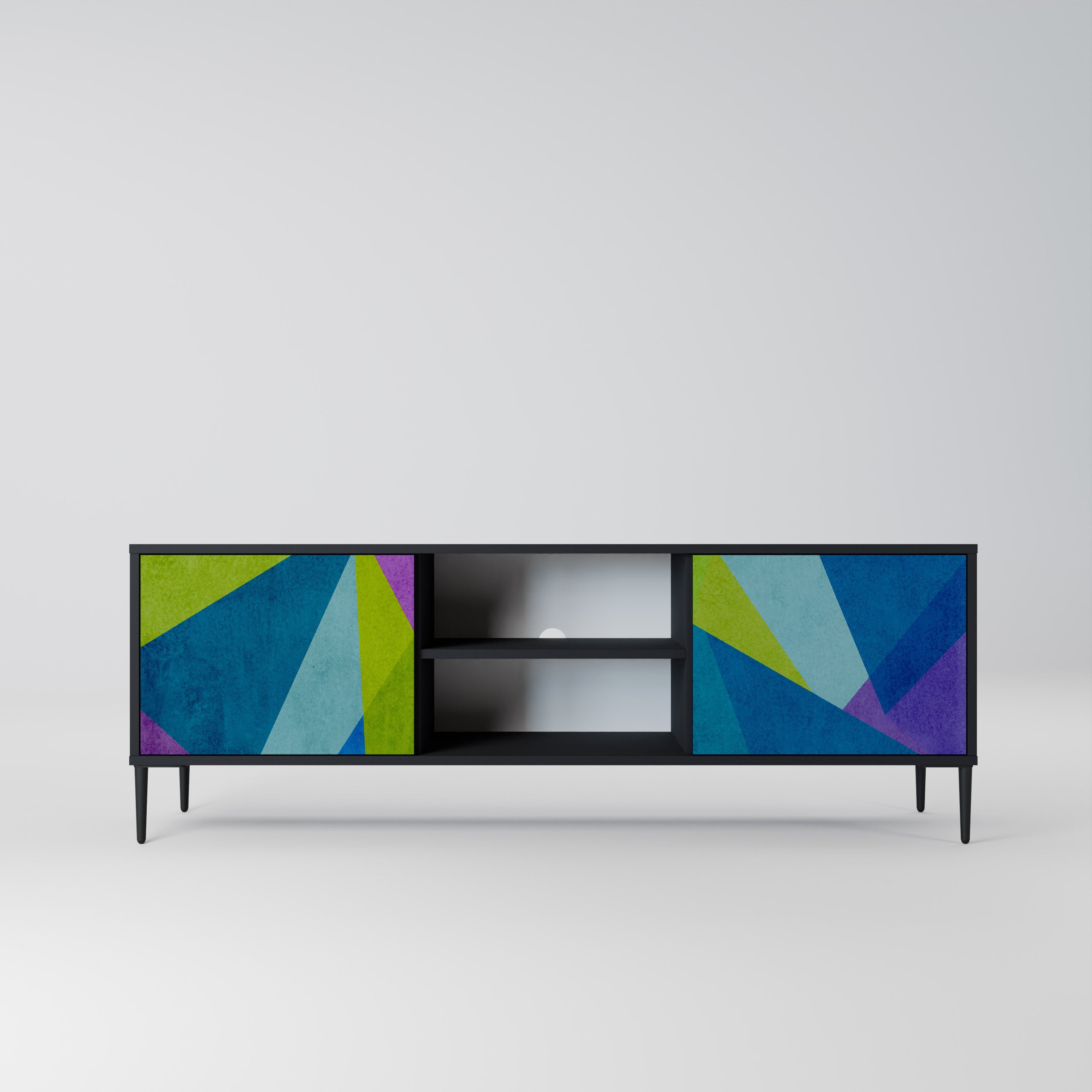 Mueble de TV COLD SHOWCASE de 2 puertas con acabado negro