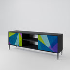 COLD SHOWCASE Mueble de TV de 2 Puertas en Acabado Negro