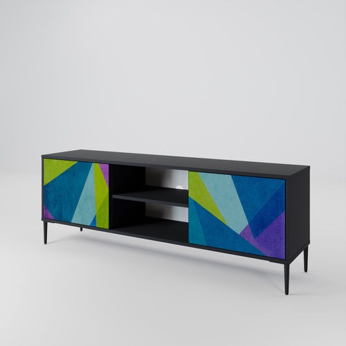 COLD SHOWCASE Mueble de TV de 2 Puertas en Acabado Negro