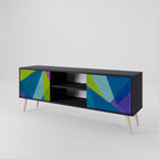 COLD SHOWCASE Mueble de TV de 2 Puertas en Acabado Negro