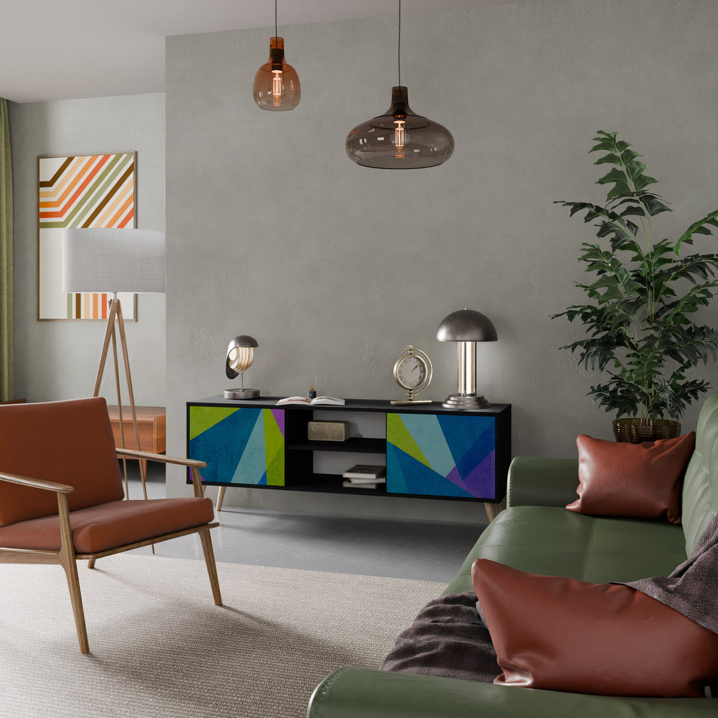 Mueble de TV COLD SHOWCASE de 2 puertas con acabado negro