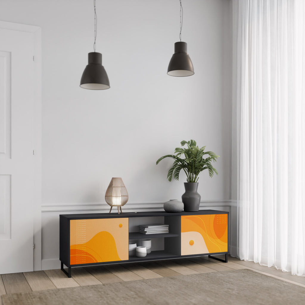 Mueble para TV de 2 puertas ORANGE ARRANGEMENT en acabado negro