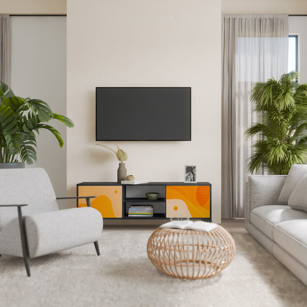 Mueble para TV de 2 puertas ORANGE ARRANGEMENT en acabado negro