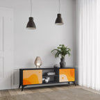 ORANGE ARRANGEMENT Mueble de TV de 2 Puertas en Acabado Negro