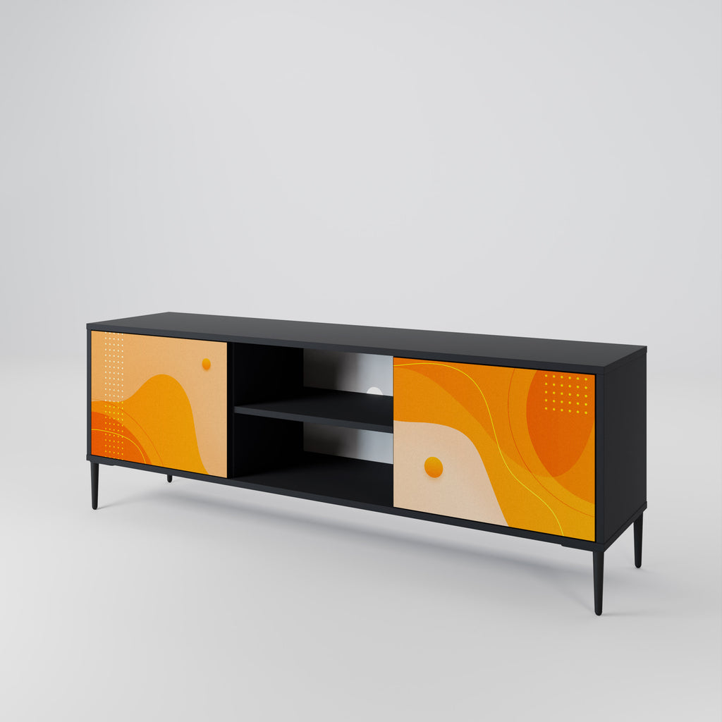 Mueble para TV de 2 puertas ORANGE ARRANGEMENT en acabado negro