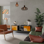 ORANGE ARRANGEMENT Mueble de TV de 2 Puertas en Acabado Negro