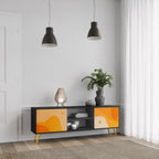ORANGE ARRANGEMENT Mueble de TV de 2 Puertas en Acabado Negro