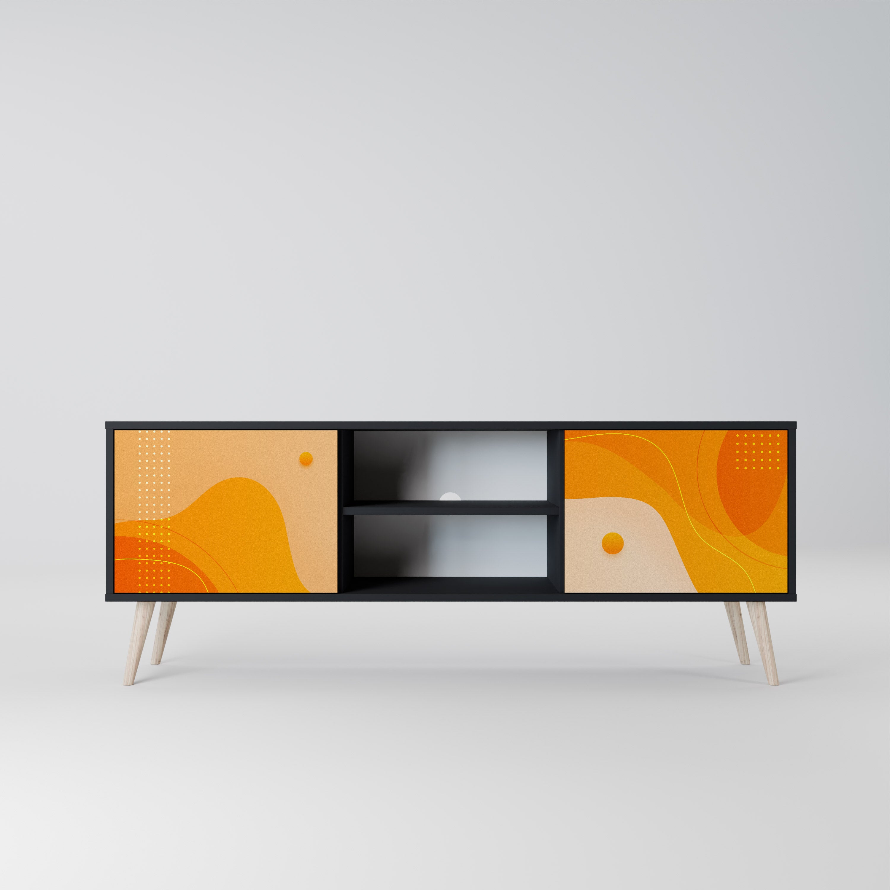 Mueble para TV de 2 puertas ORANGE ARRANGEMENT en acabado negro