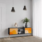 ORANGE ARRANGEMENT Mueble de TV de 2 Puertas en Acabado Negro