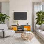 ORANGE ARRANGEMENT Mueble de TV de 2 Puertas en Acabado Negro