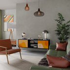 ORANGE ARRANGEMENT Mueble de TV de 2 Puertas en Acabado Negro