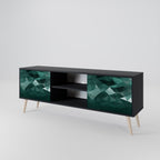 POLYGONAL FLOATING 2-Door TV Stand in Black Finish
