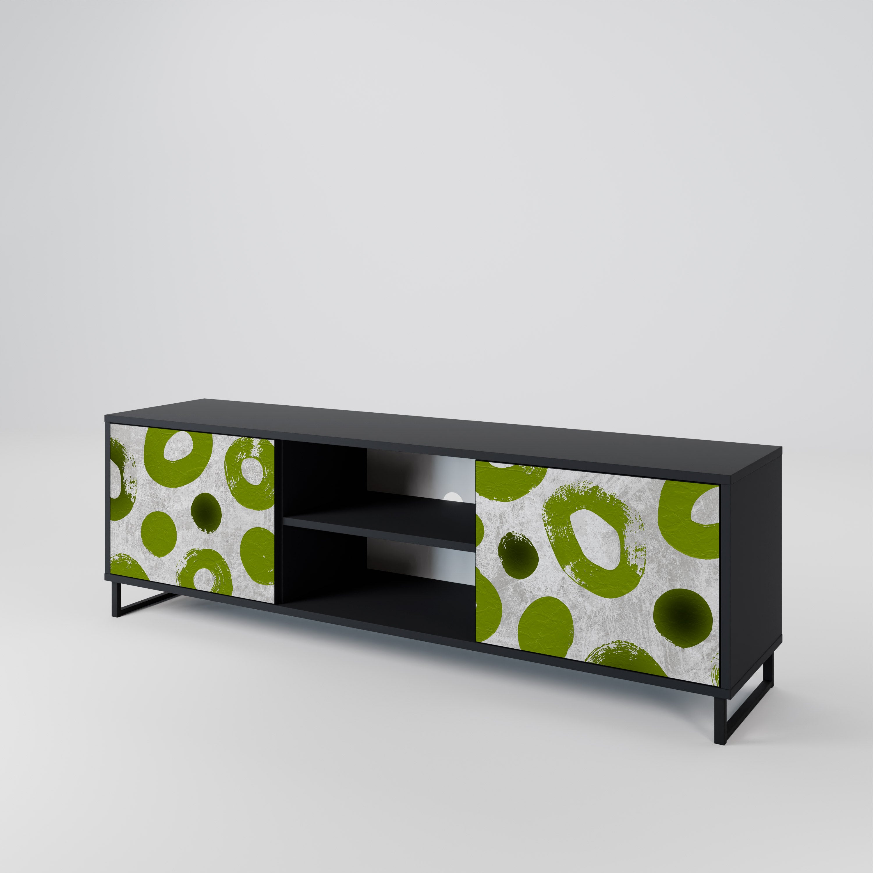 Mueble de TV de 2 puertas GREEN RHAPSODY en acabado negro