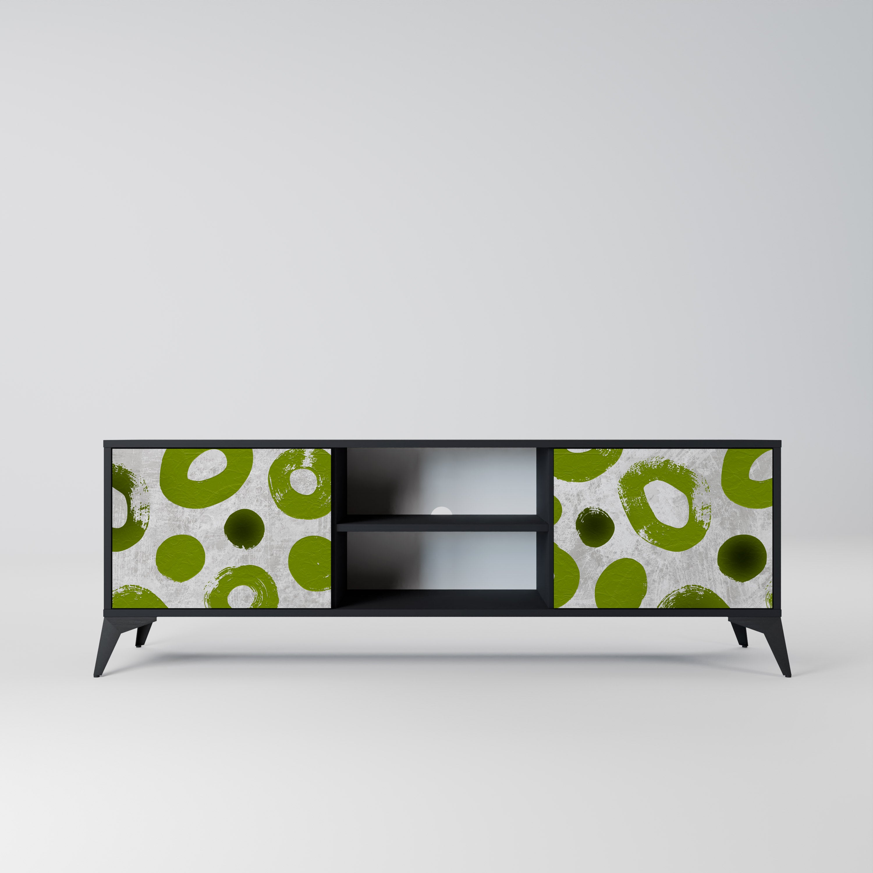 Mueble de TV de 2 puertas GREEN RHAPSODY en acabado negro