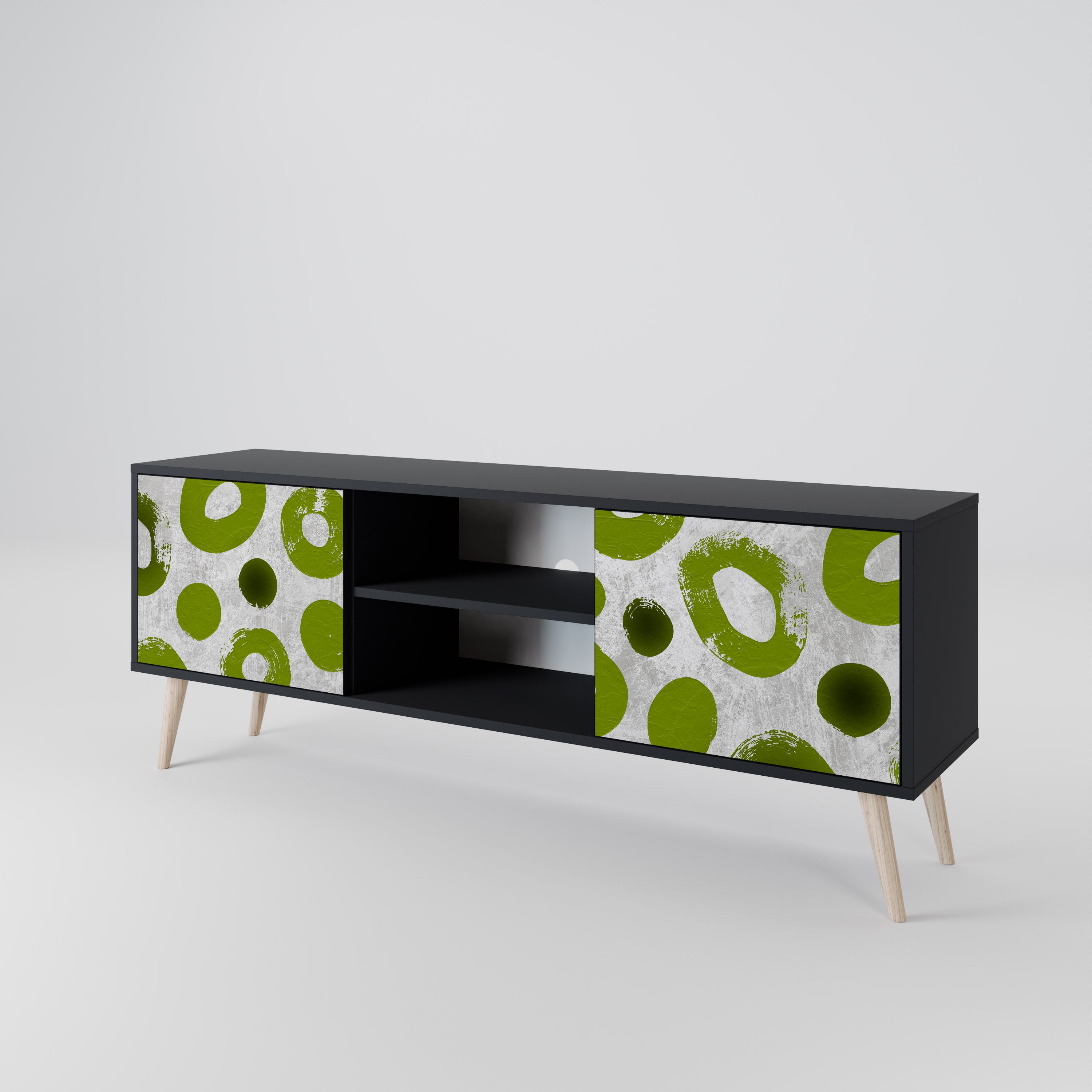 Mueble de TV de 2 puertas GREEN RHAPSODY en acabado negro