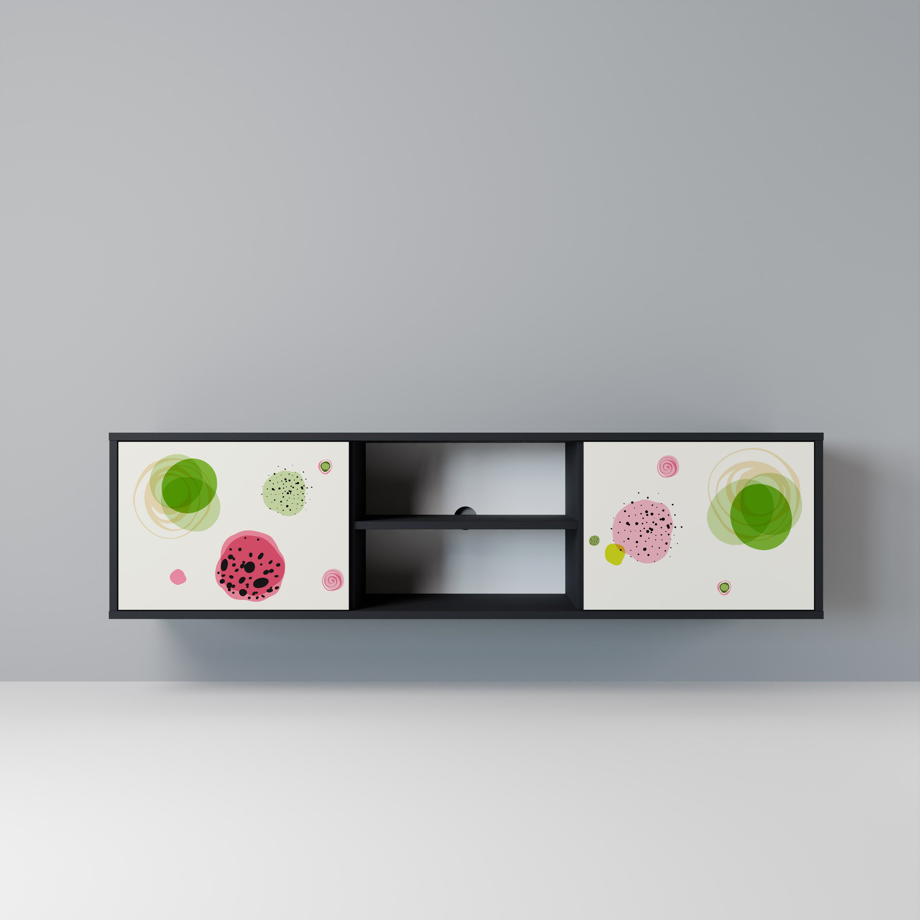 Mueble de TV COLORFUL COSMOS de 2 puertas con acabado negro
