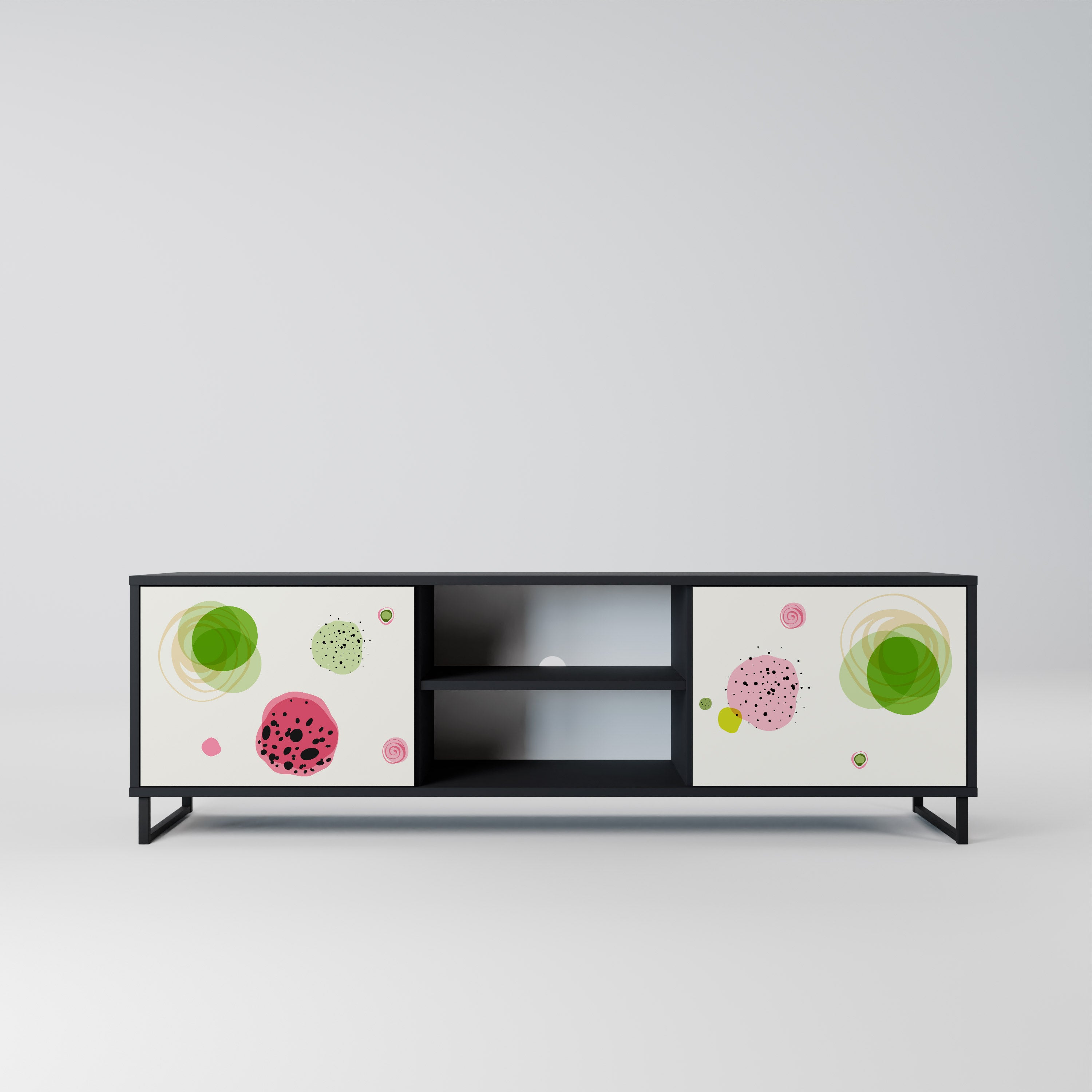 Mueble de TV COLORFUL COSMOS de 2 puertas con acabado negro
