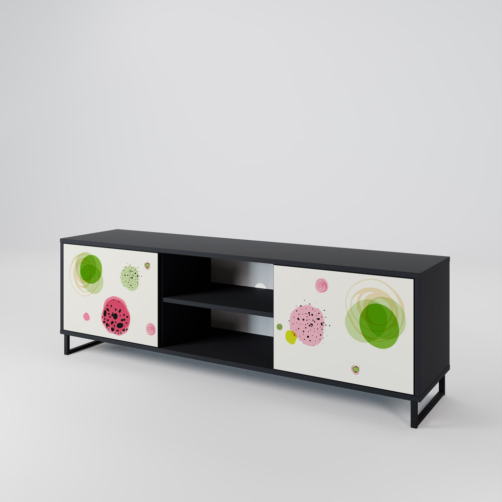 Mueble de TV COLORFUL COSMOS de 2 puertas con acabado negro