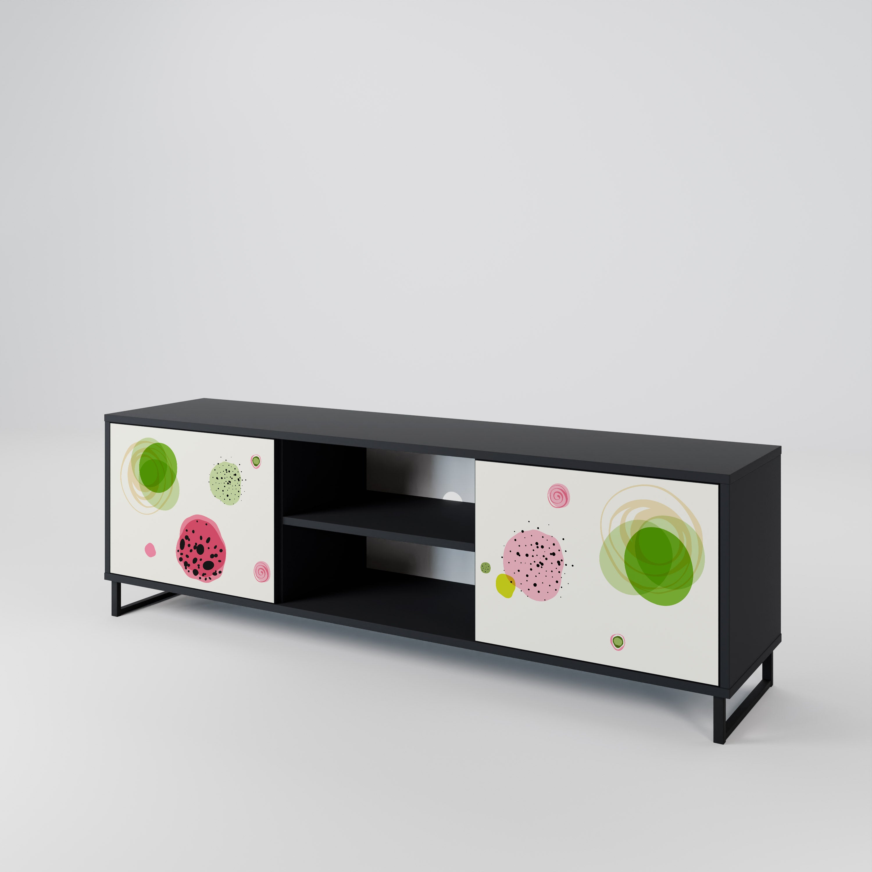 Mueble de TV COLORFUL COSMOS de 2 puertas con acabado negro
