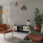 COLORFUL COSMOS Mueble de TV de 2 Puertas en Acabado Negro