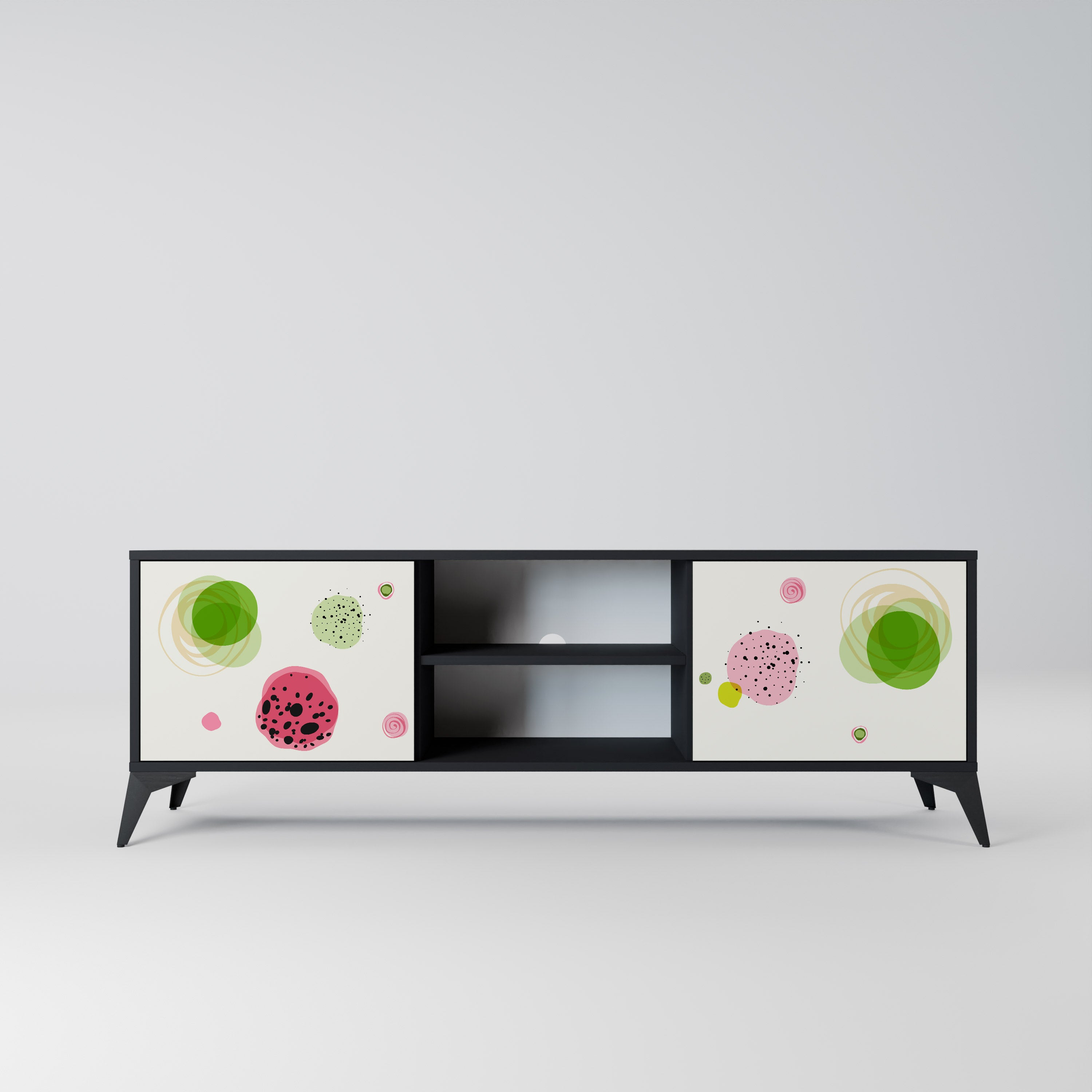 Mueble de TV COLORFUL COSMOS de 2 puertas con acabado negro