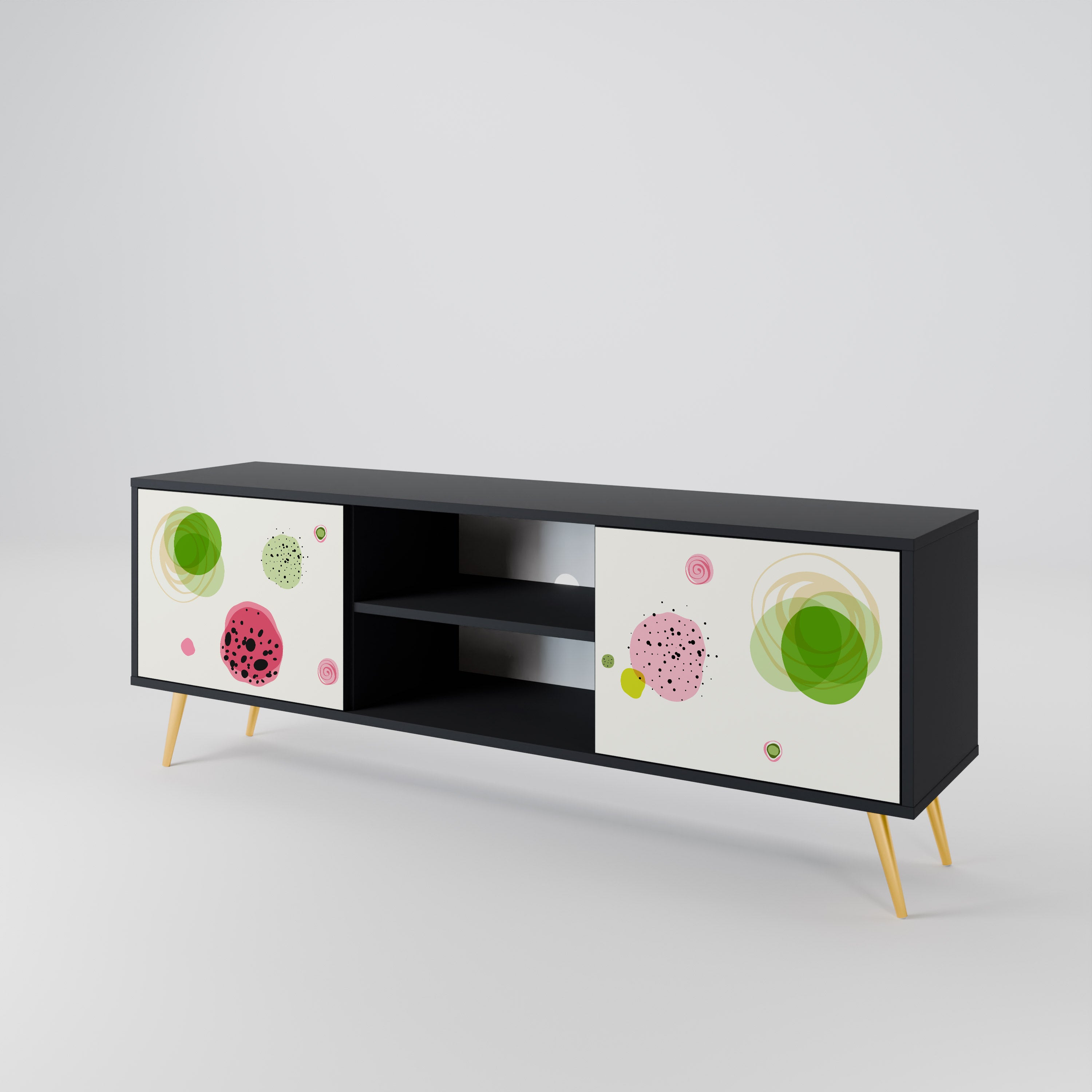 Mueble de TV COLORFUL COSMOS de 2 puertas con acabado negro