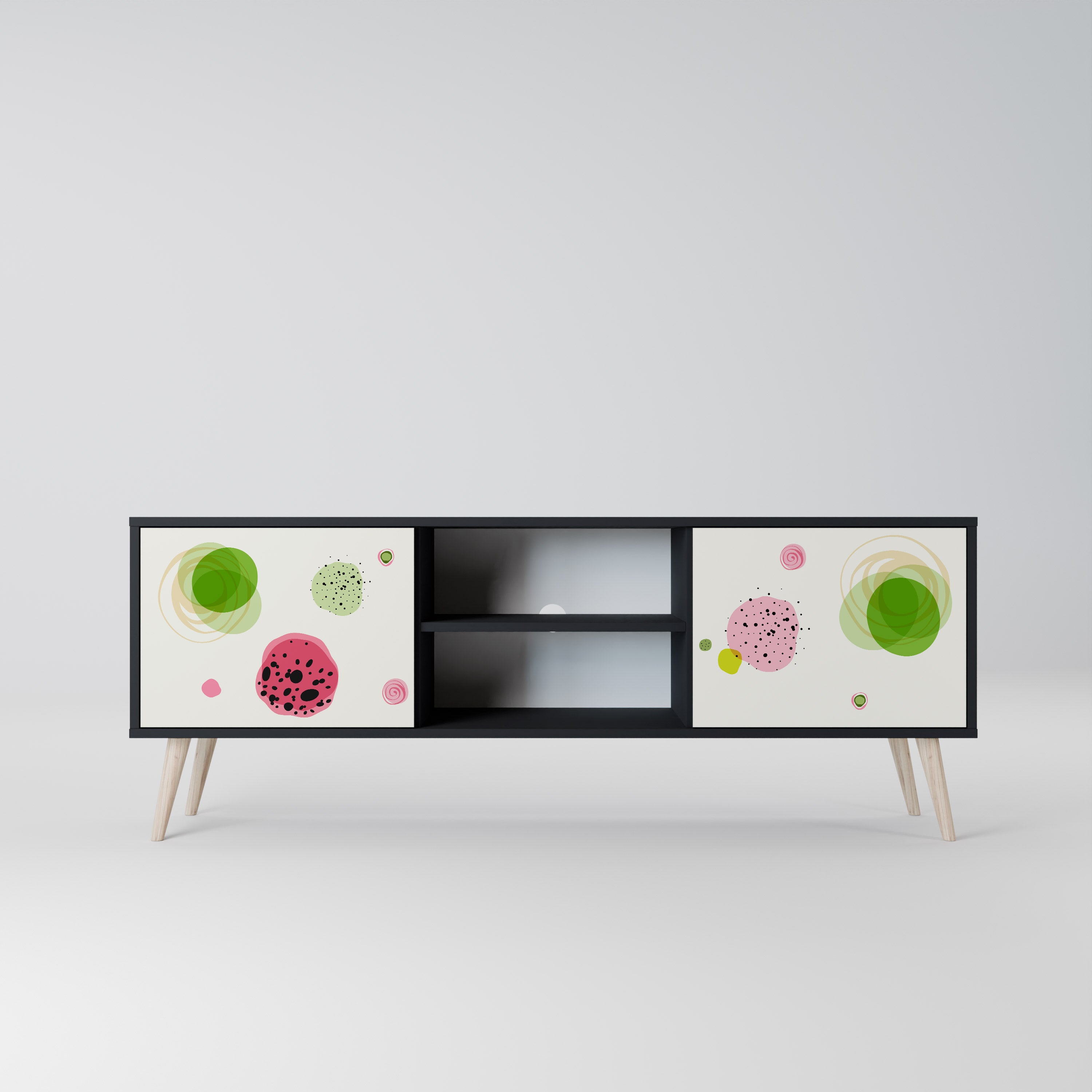 Mueble de TV COLORFUL COSMOS de 2 puertas con acabado negro