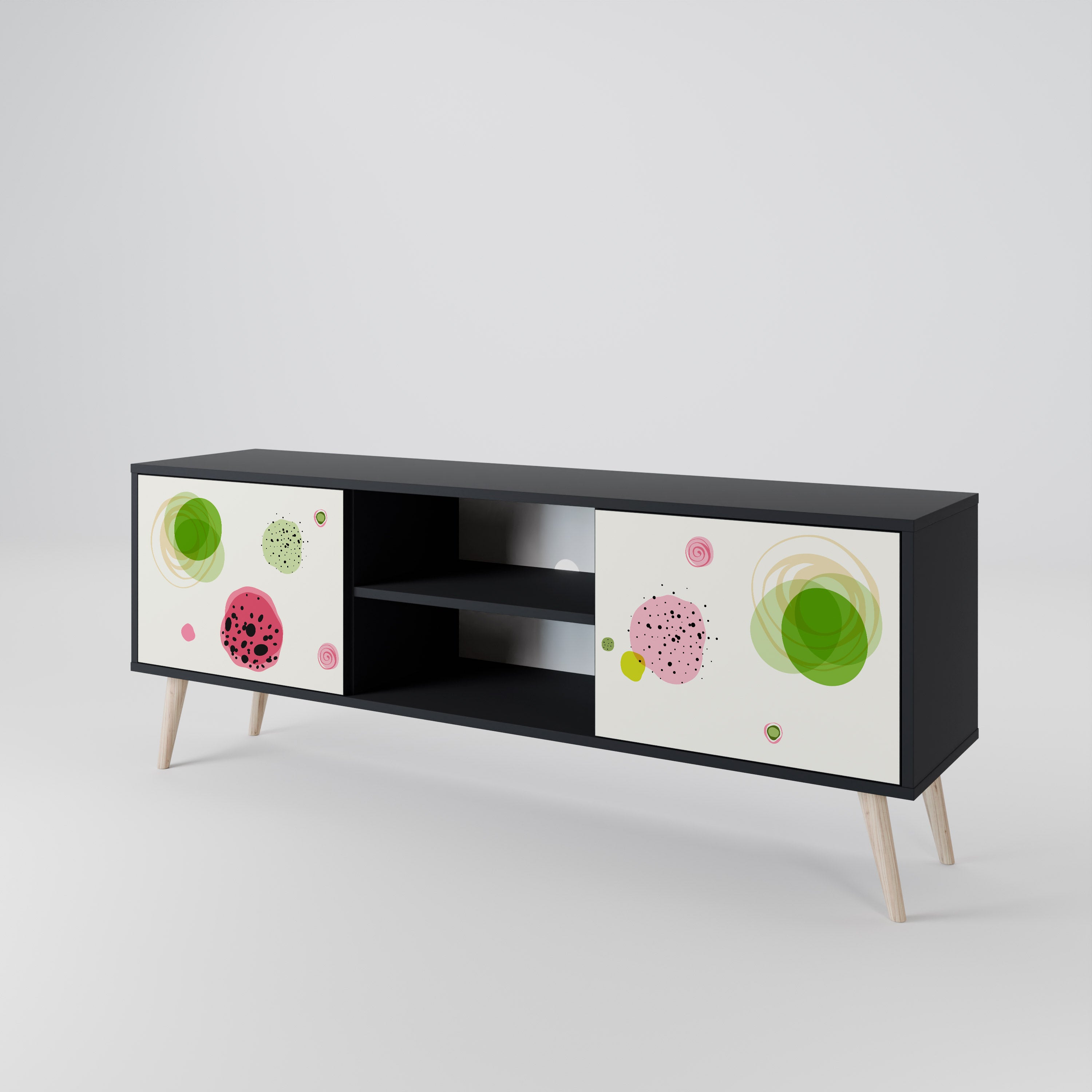 Mueble de TV COLORFUL COSMOS de 2 puertas con acabado negro