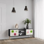 COLORFUL COSMOS Mueble de TV de 2 Puertas en Acabado Negro