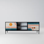 TWO HALVES Mueble de TV de 2 Puertas en Acabado Negro