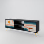 TWO HALVES Mueble de TV de 2 Puertas en Acabado Negro