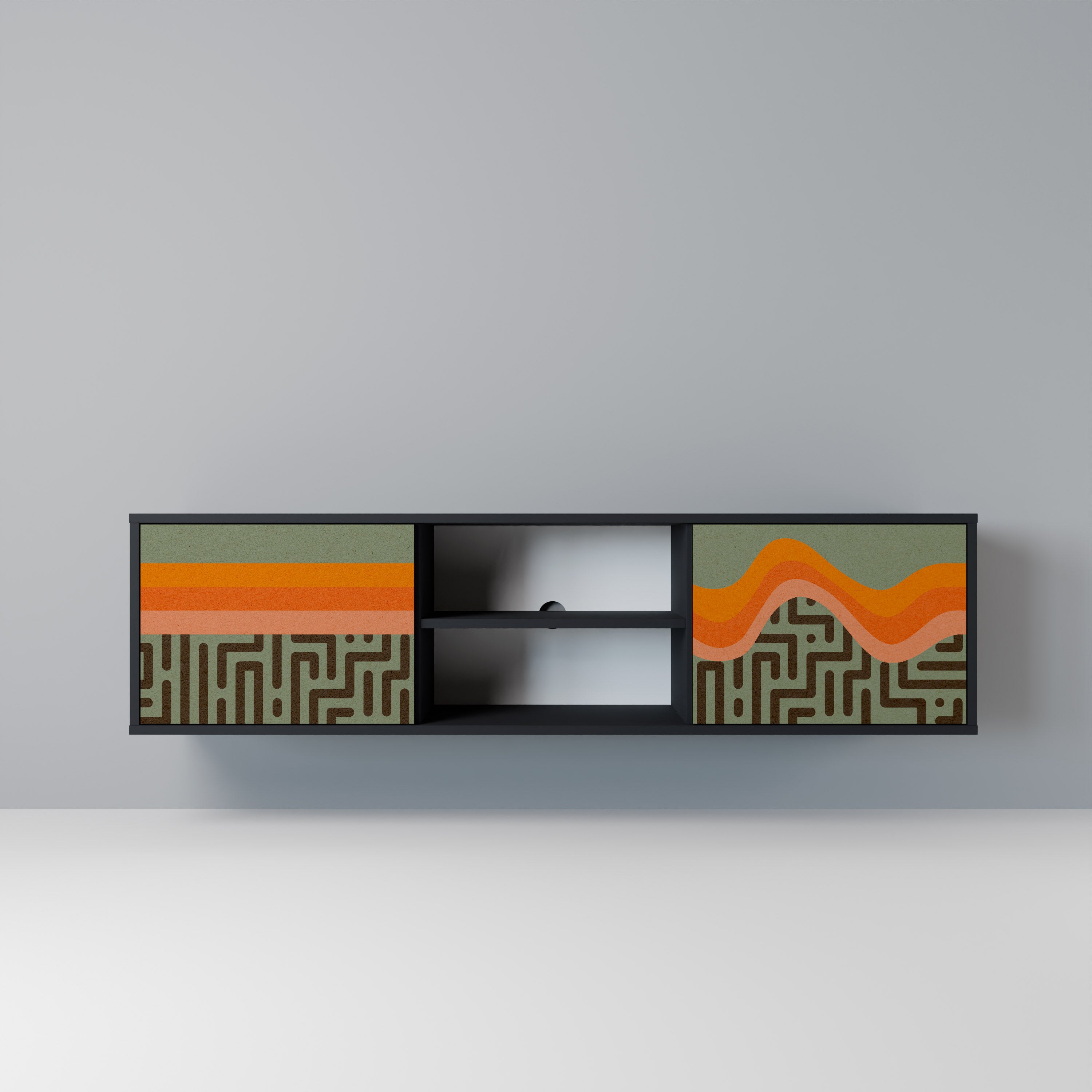 SOLUCIONES SIMPLES Mueble de TV de 2 puertas en acabado negro