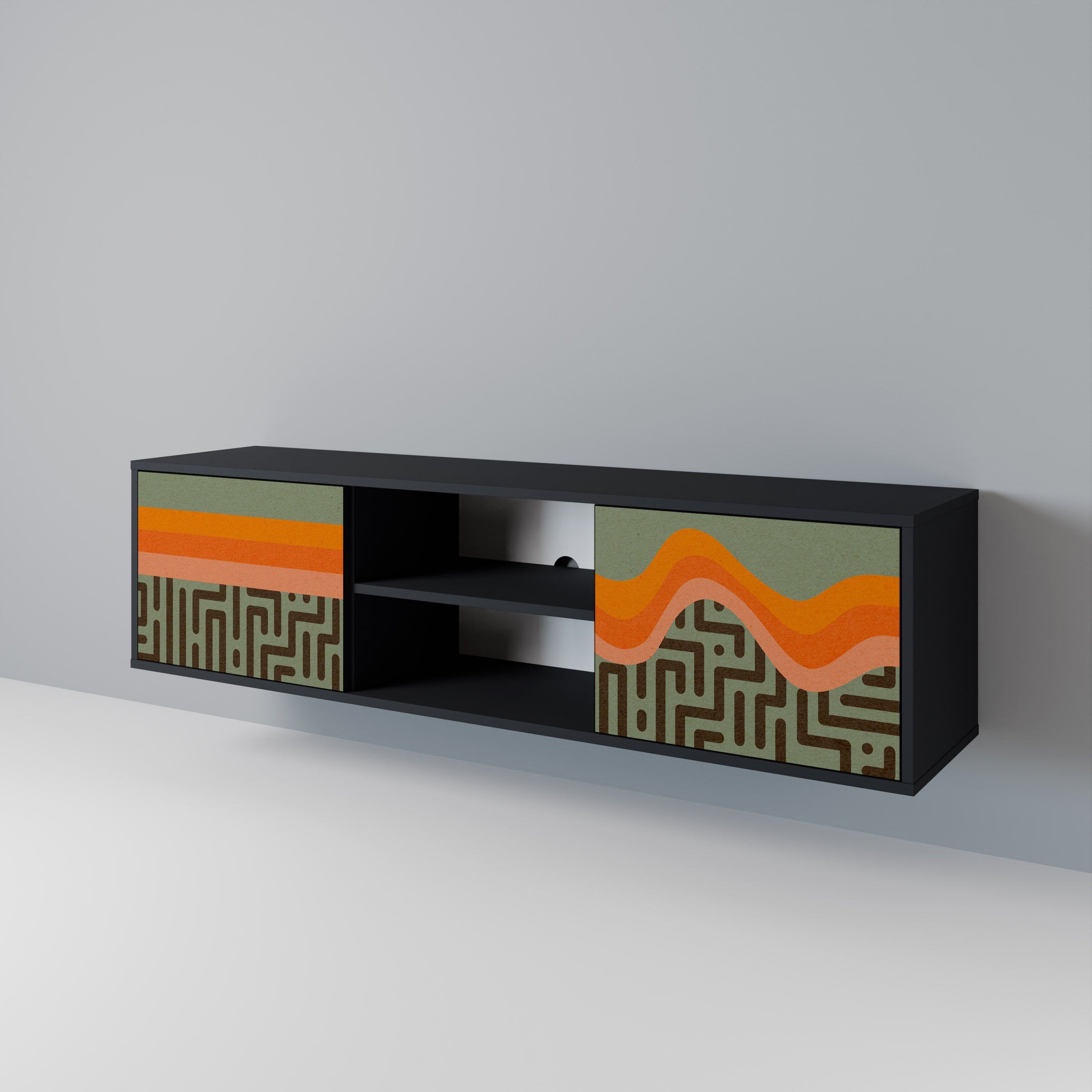 SOLUCIONES SIMPLES Mueble de TV de 2 puertas en acabado negro